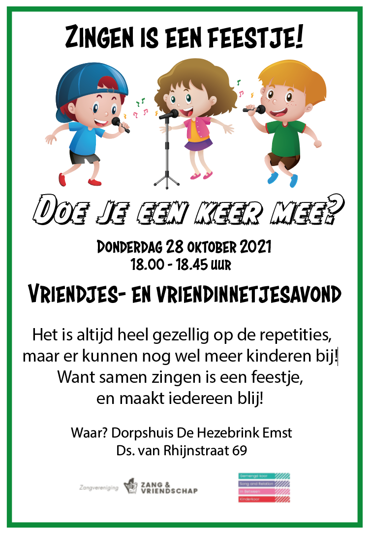 Poster vriendjes en vriendinnetjesavond okt. 2021