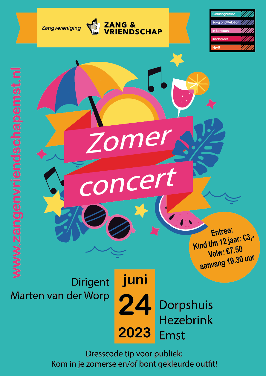 24-06-2023 | Alle koren Zangvereniging Zang en Vriendschap | Zomerconcert Dorpshuis Hezebrink